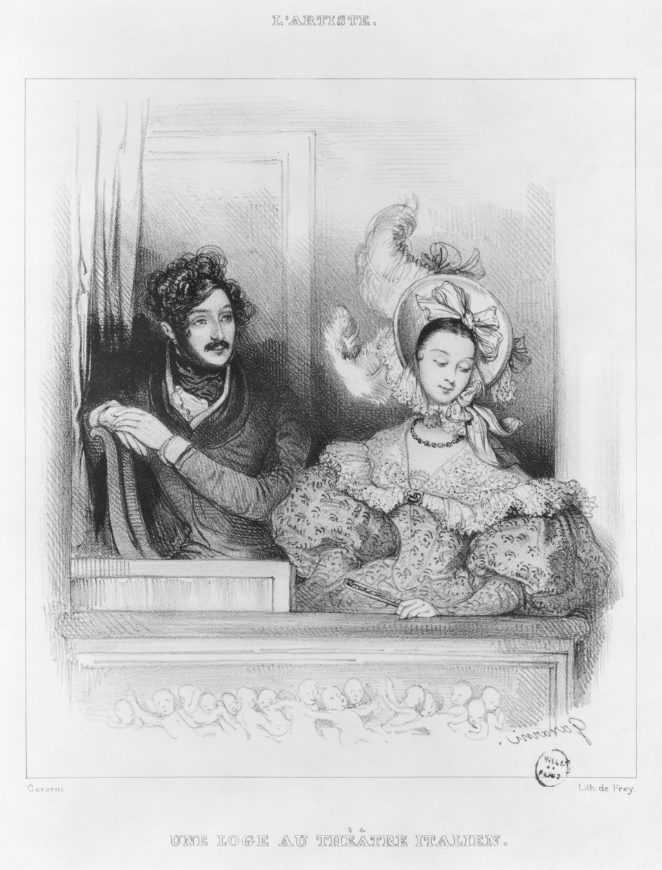 Eine Loge im Théâtre Italien, graviert von Frey von Paul Gavarni