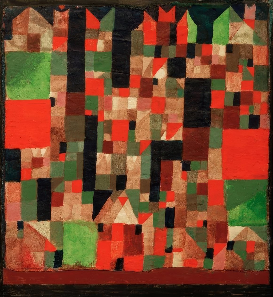 Städtebild (rotgrüne Akzente) von Paul Klee