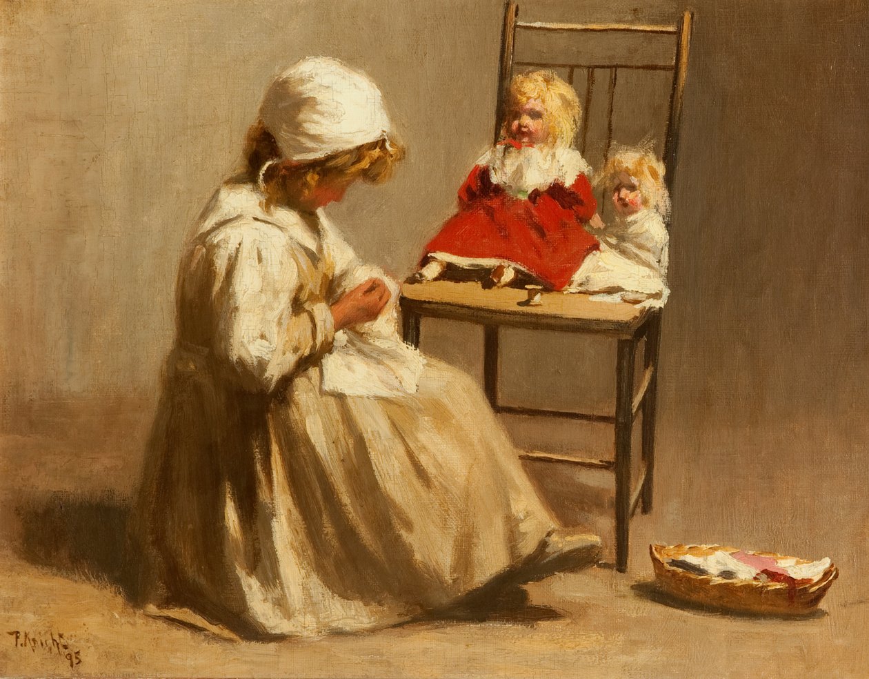 Ein Mädchen mit ihren Puppen, 1895 von Paul Knight