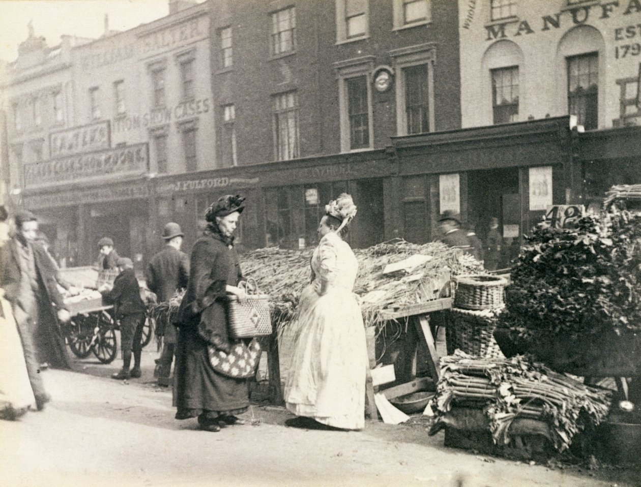 Straßenhändler in London, The New Cut, 1893 von Paul Martin