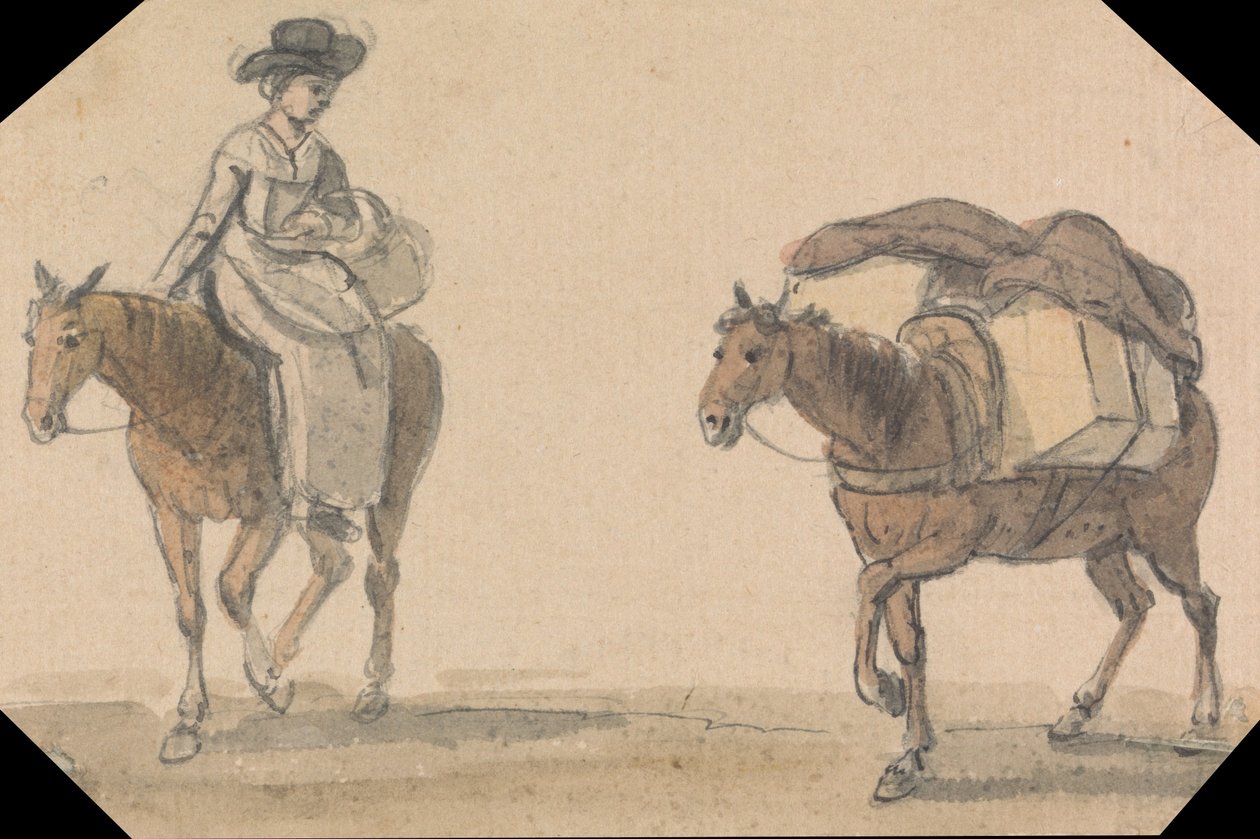 Mädchen mit Packpferd von Paul Sandby