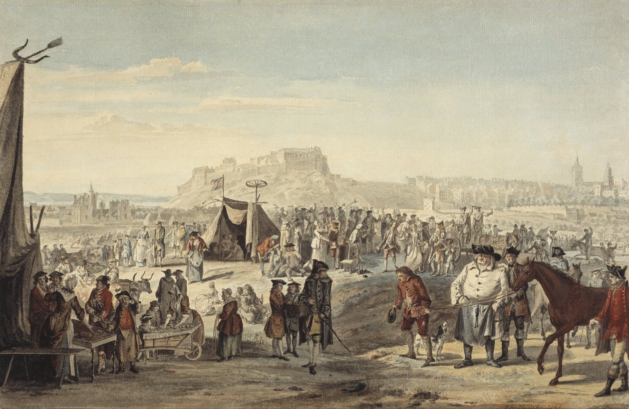 Pferdemarkt auf Bruntsfield Links, Edinburgh von Paul Sandby