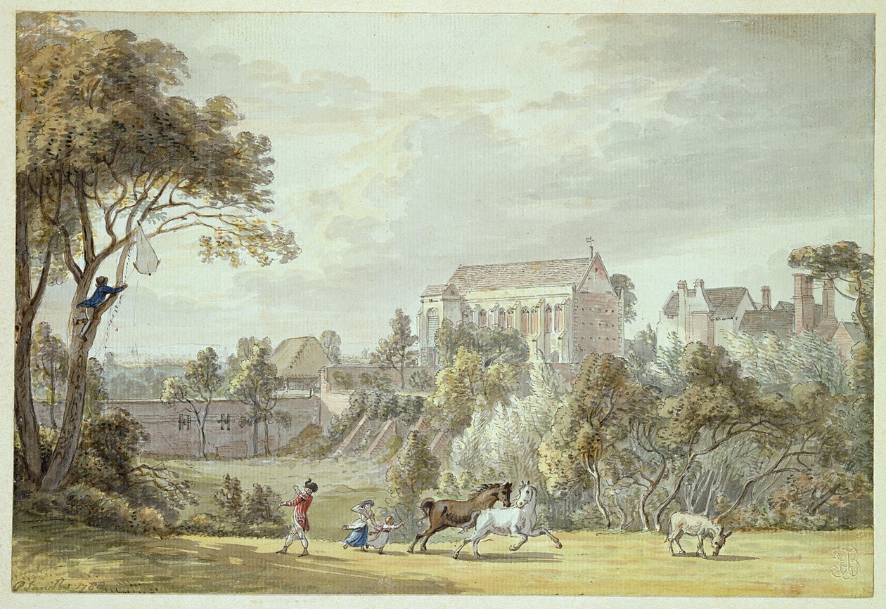 King Johns Palast, Eltham - Einen Drachen zurückholen, 1788 von Paul Sandby
