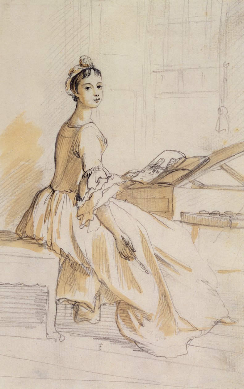Porträt einer Dame an einem Zeichentisch (Detail) von Paul Sandby