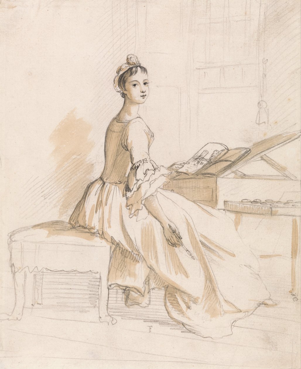 Porträt einer Dame an einem Zeichentisch von Paul Sandby