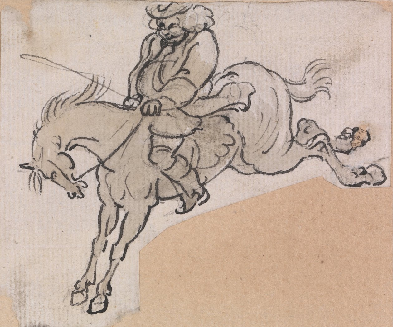 Stämmiger Mann auf einem bockenden Pferd von Paul Sandby