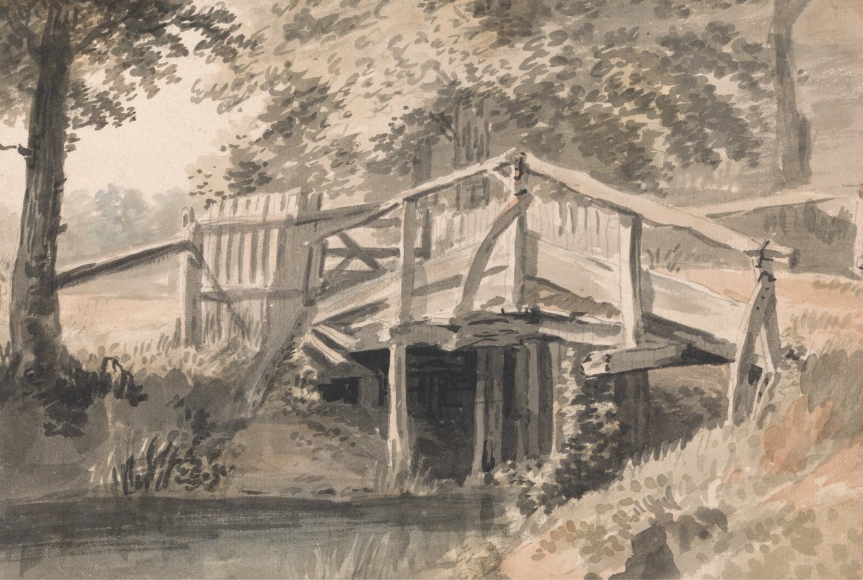 Bach und Holzbrücke von Paul Sandby