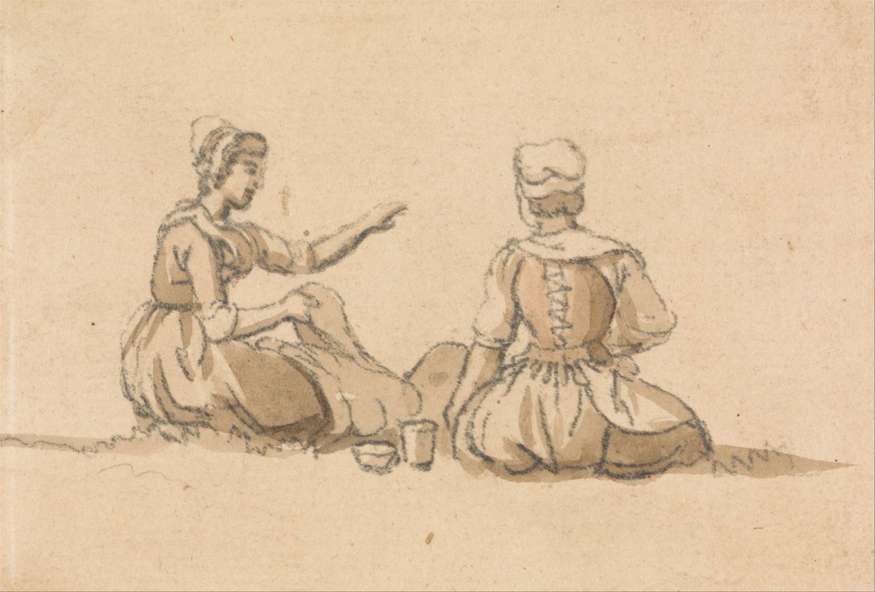 Zwei sitzende Mädchen von Paul Sandby