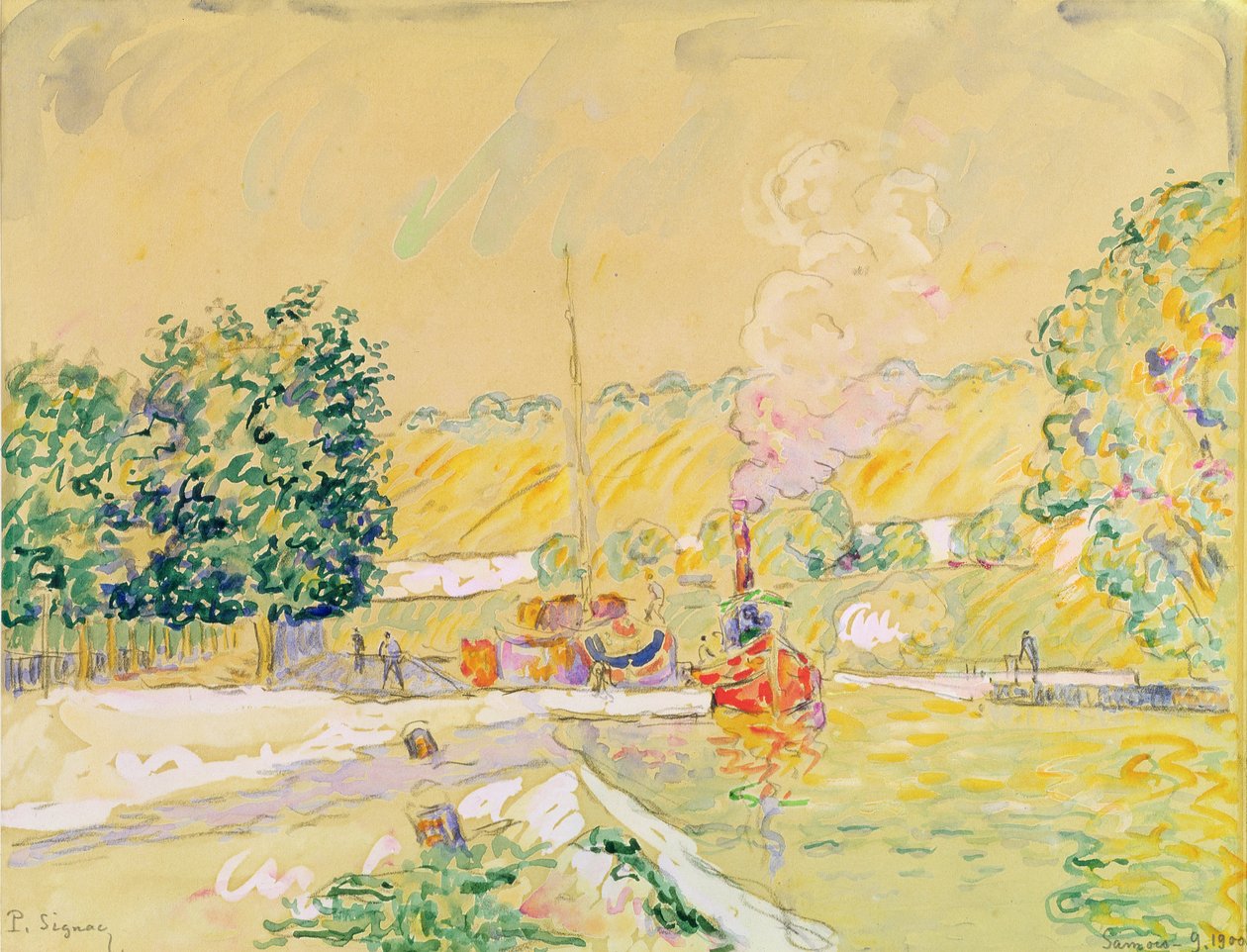 Schleuse bei Sannois, 1900 (Aquarell auf Papier) von Paul Signac