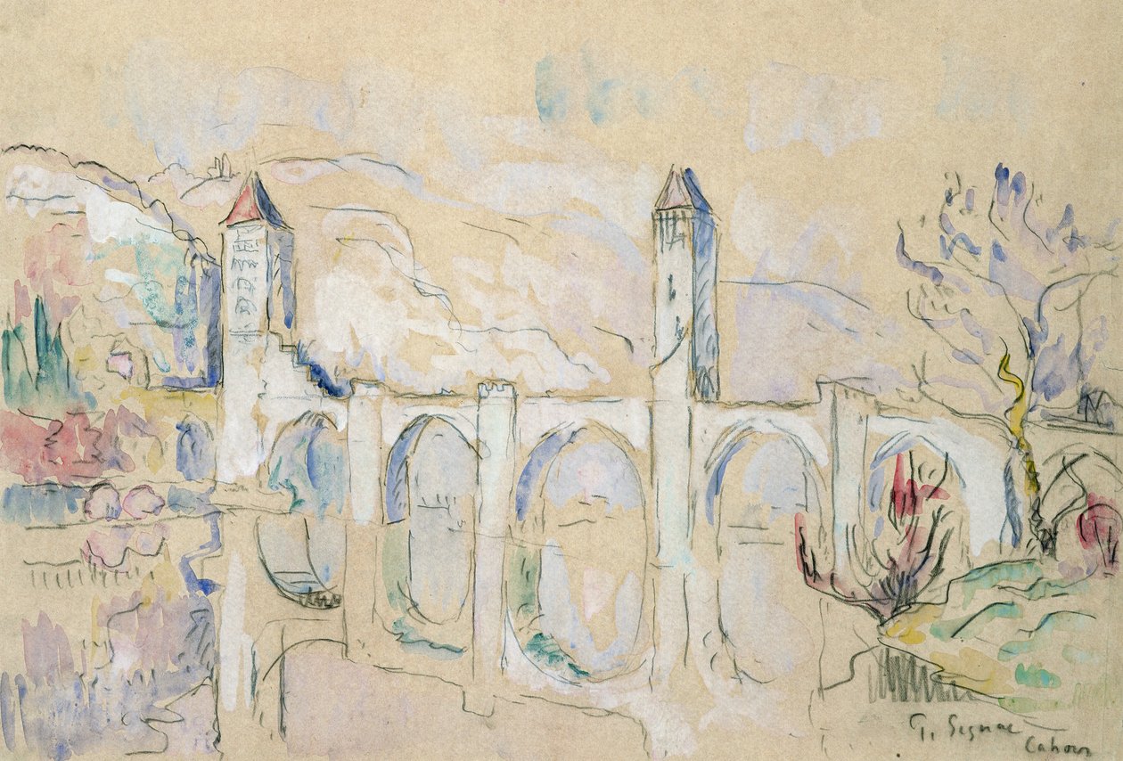 Die Pont Valentré, Cahors von Paul Signac