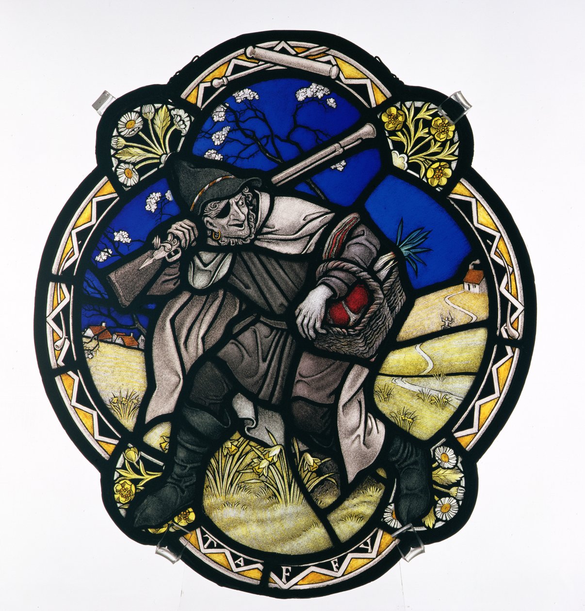 Taffy war ein Waliser, bemaltes Glasfenster, um 1930-37 von Paul Vincent Woodroffe