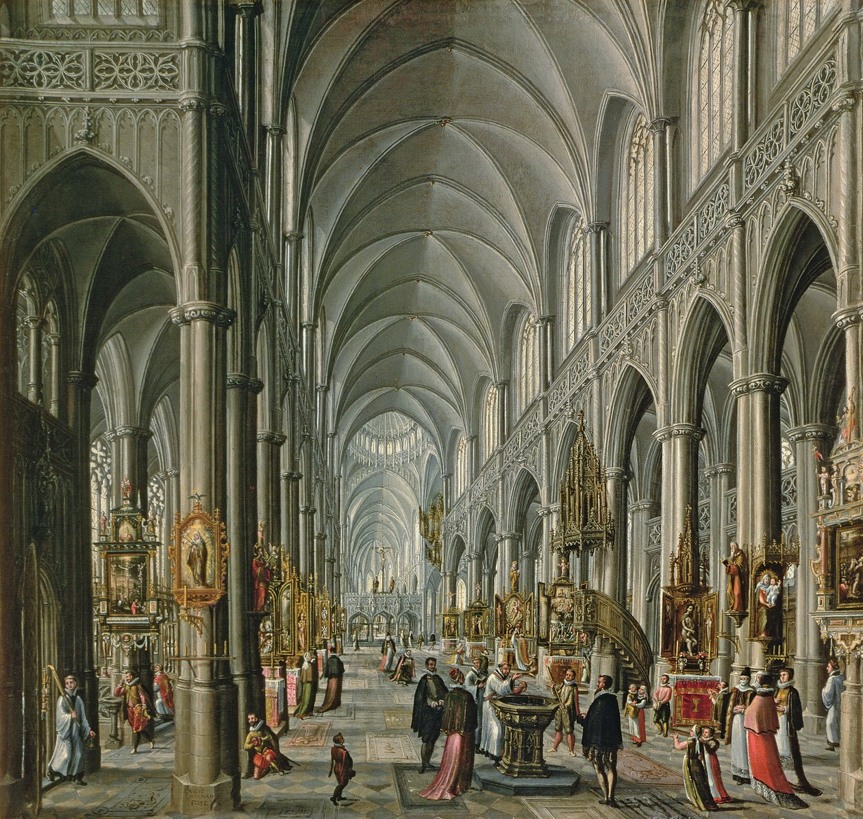 Innenraum einer gotischen Kirche, 1596-97 von Paul Vredeman de Vries
