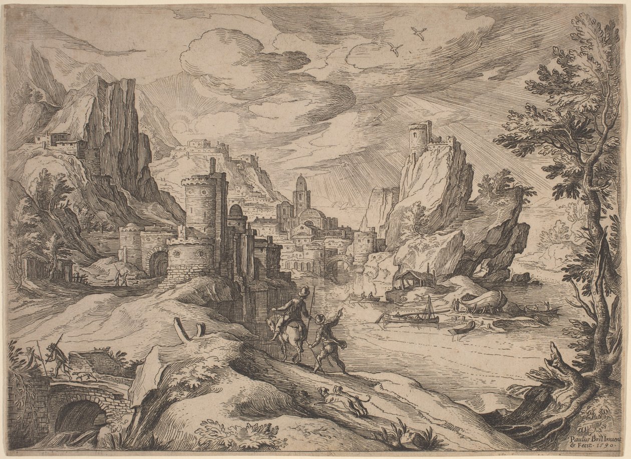 Flusslandschaft mit Reisenden von Paul Bril