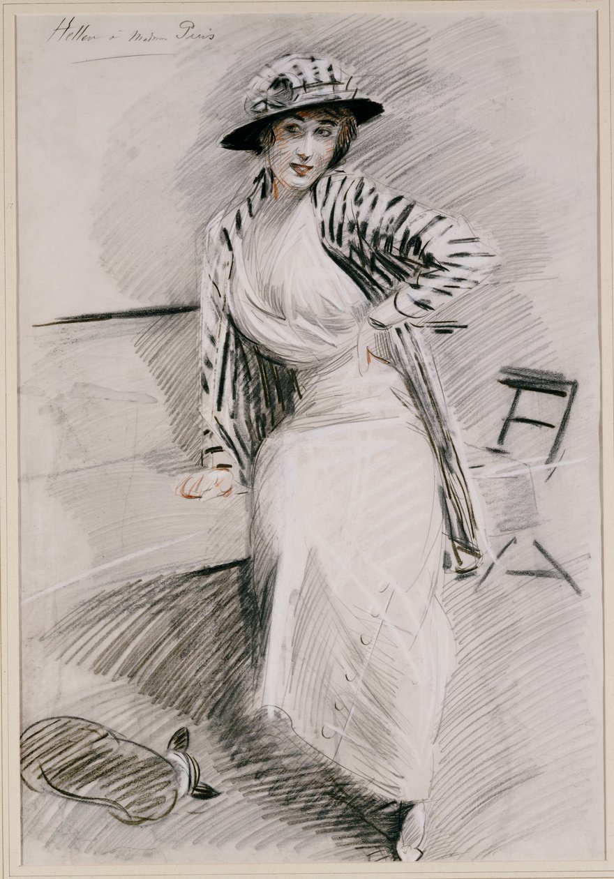 Madame Paris sitzt auf einer Bank von Paul Cesar Helleu
