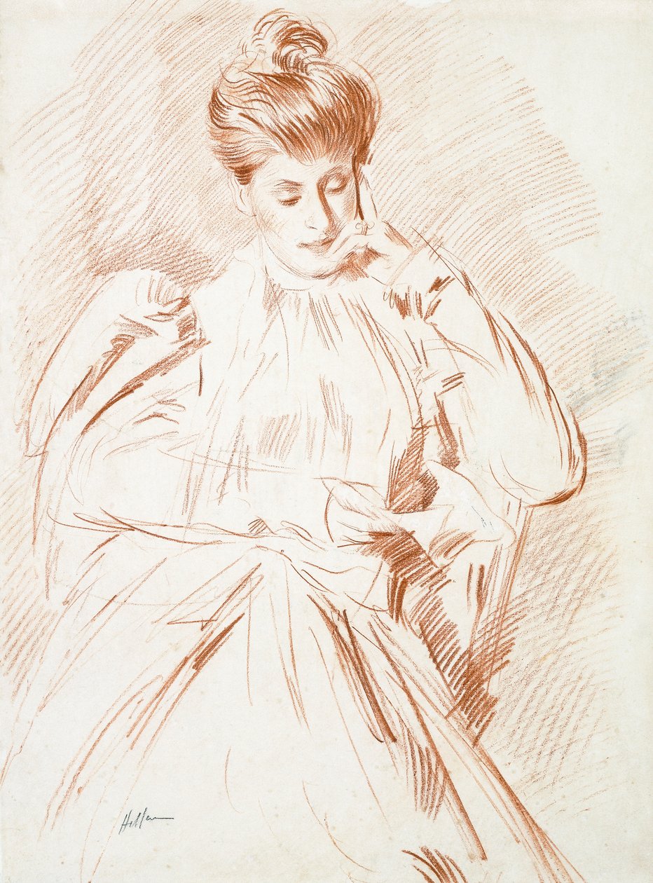 Porträt von Madame Helleu, lesend von Paul Cesar Helleu