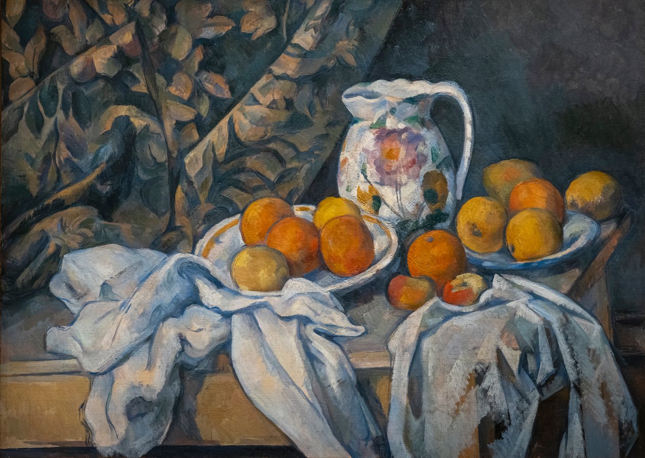 Stillleben mit Vorhang von Paul Cézanne