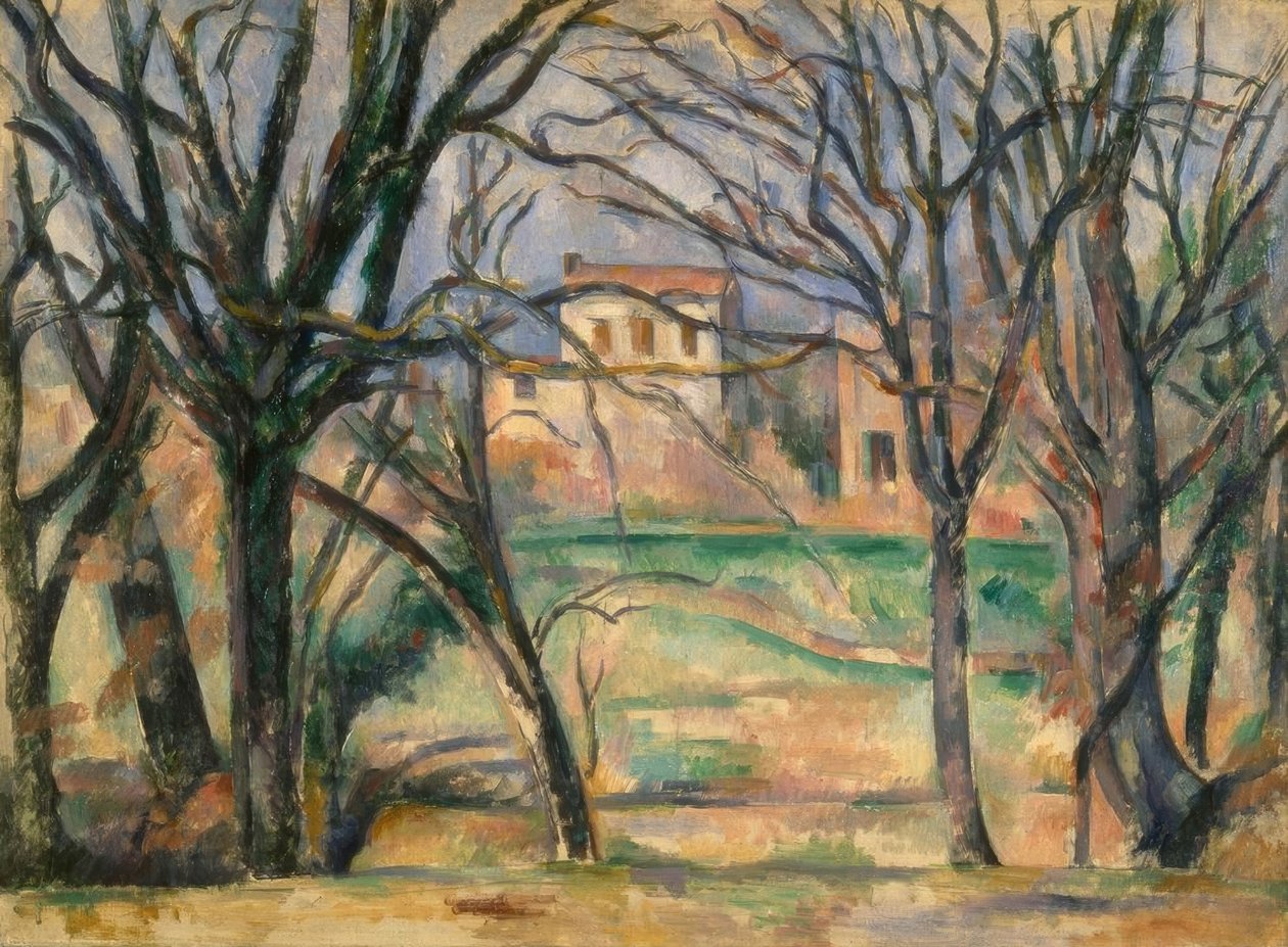 Bäume und Häuser von Paul Cézanne
