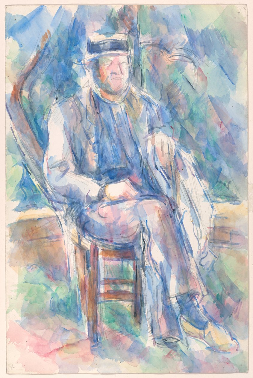 Mann mit Strohhut von Paul Cézanne