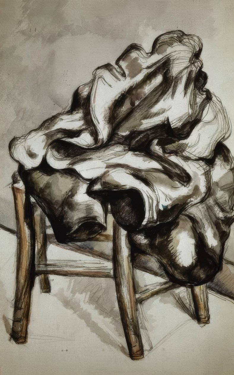 Mantel auf einem Stuhl von Paul Cézanne