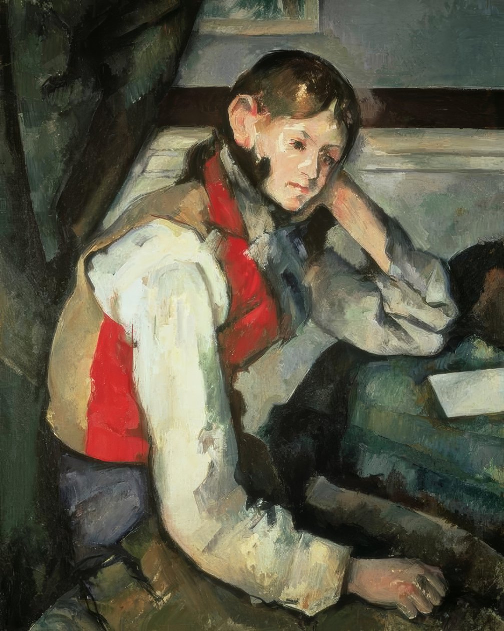 Junger Mann mit roter Weste von Paul Cézanne