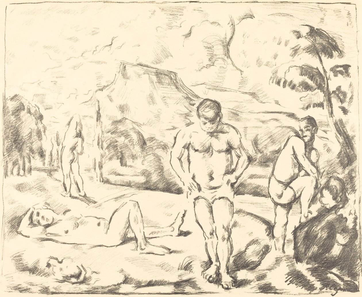Die Badenden (Große Platte) von Paul Cézanne