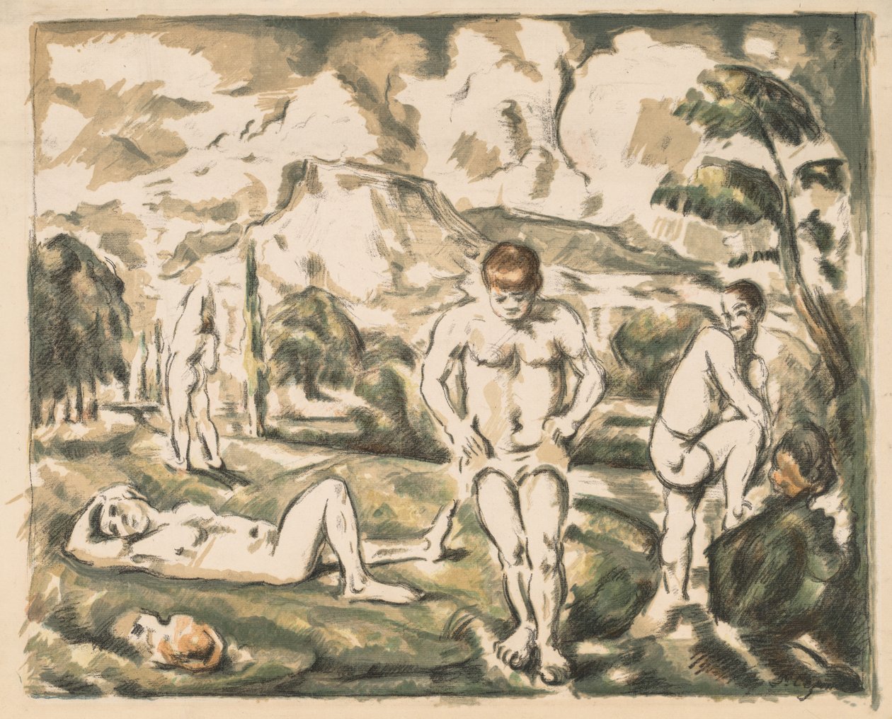 Die Badenden (Große Platte) von Paul Cézanne