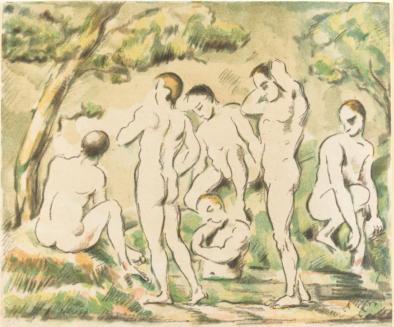 Die Badenden (kleine Platte) von Paul Cézanne
