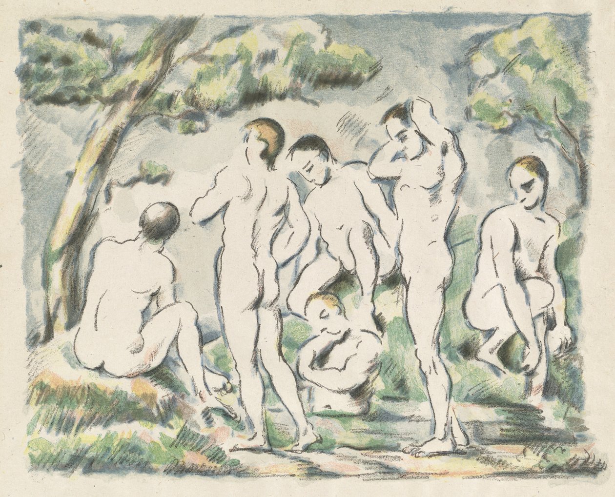 Die Badenden (kleine Platte) von Paul Cézanne