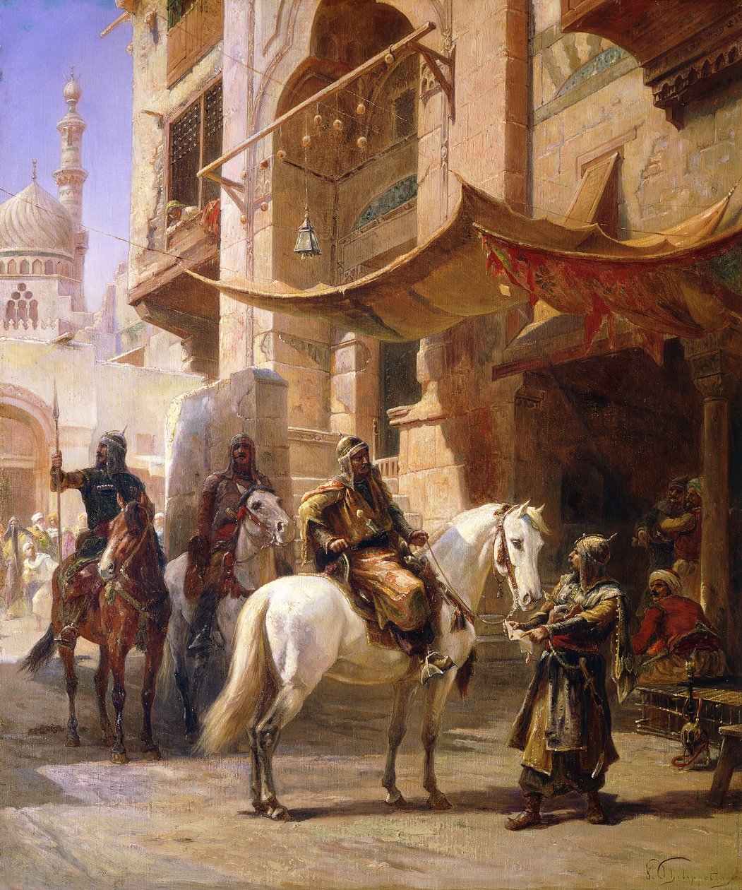 Arabische Krieger in einer Straße von Paul Dominique Philippoteaux