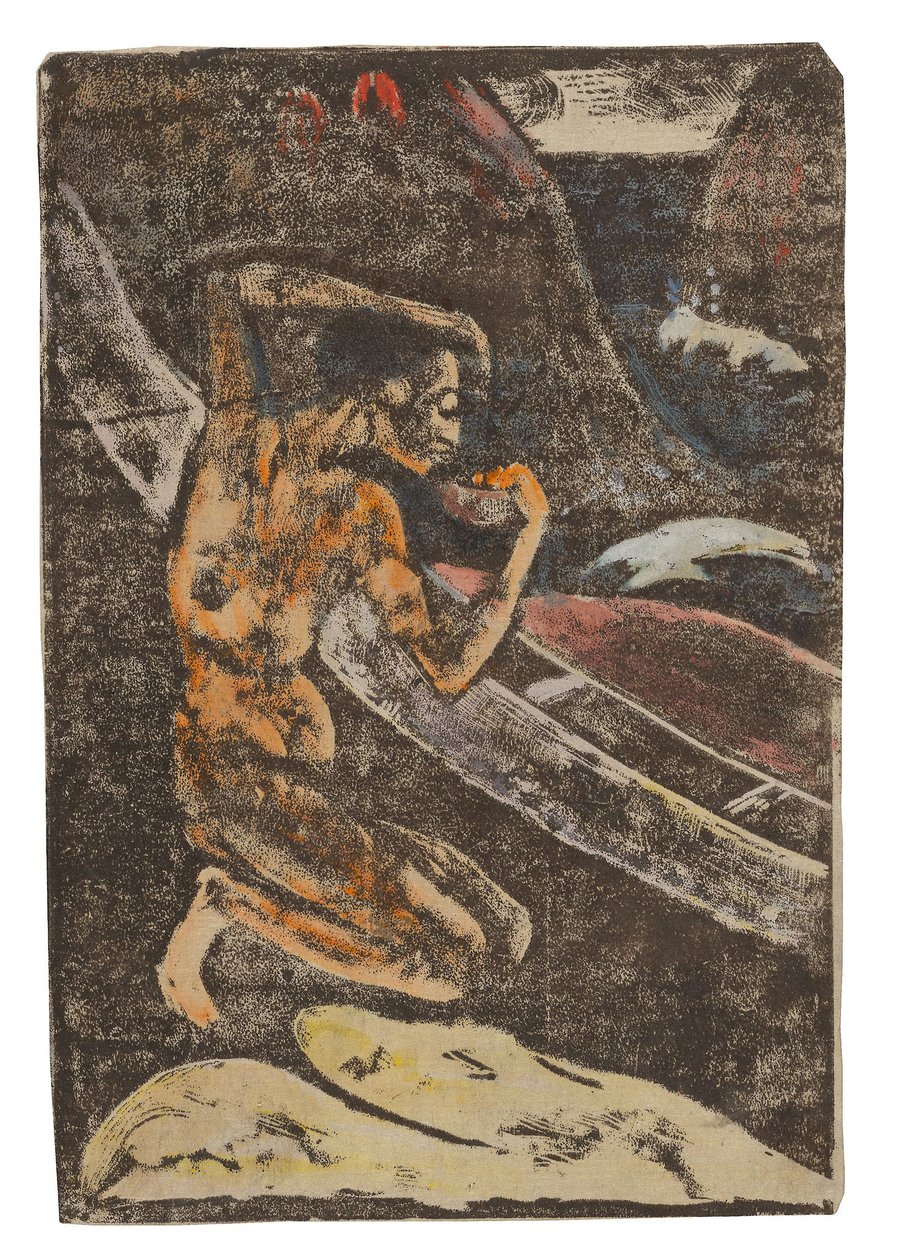 Ein Fischer trinkt neben seinem Kanu von Paul Gauguin