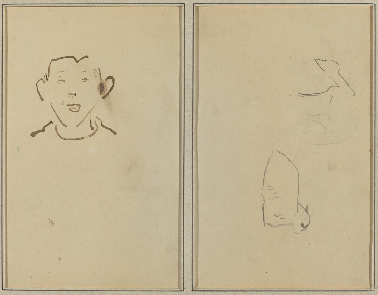 Jungengesicht; Zwei Schafe [verso] von Paul Gauguin