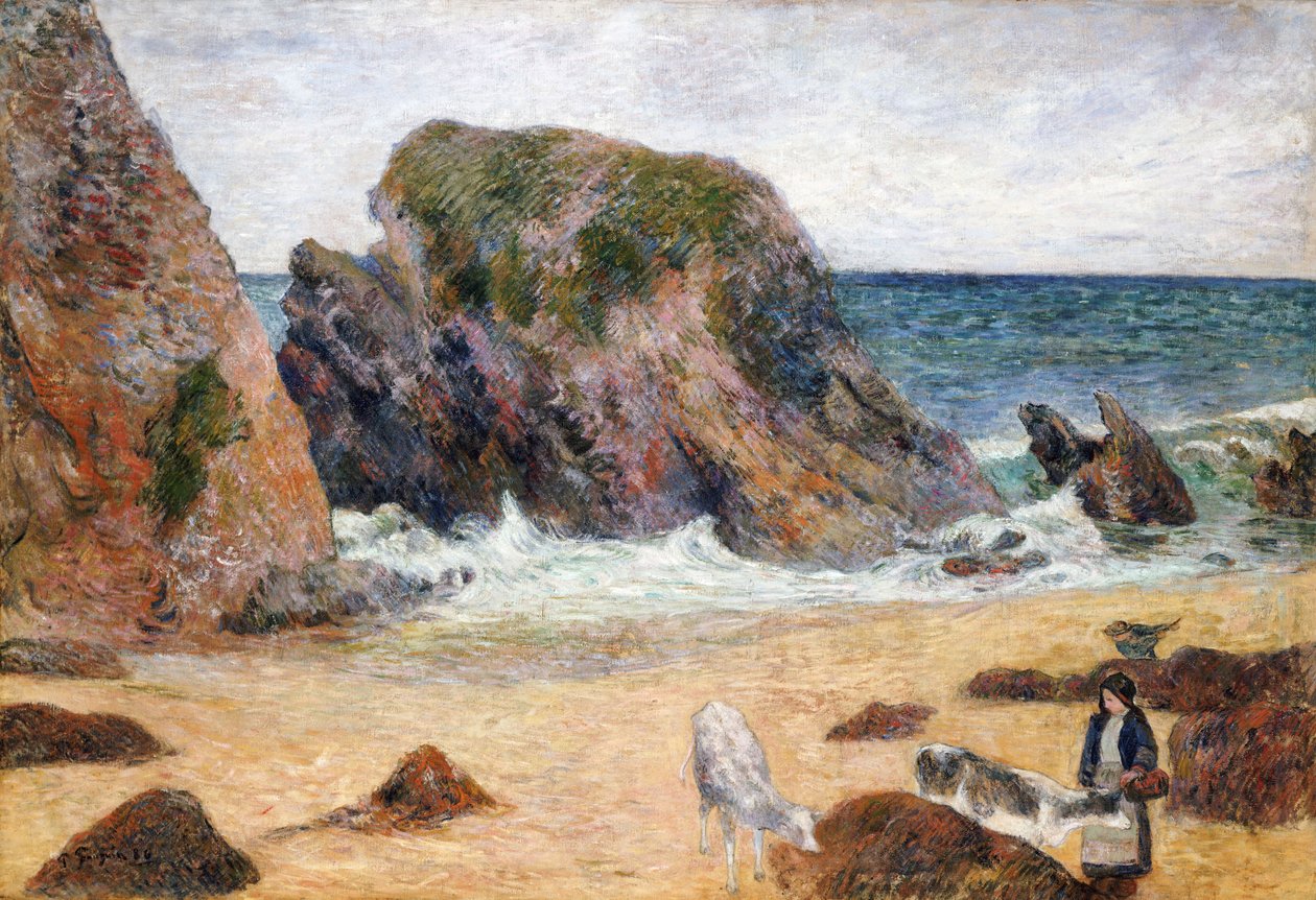 Kühe am Meeresufer von Paul Gauguin