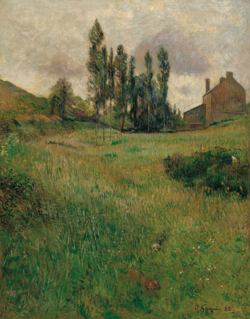 Hunde laufen auf einer Wiese, 1888 von Paul Gauguin