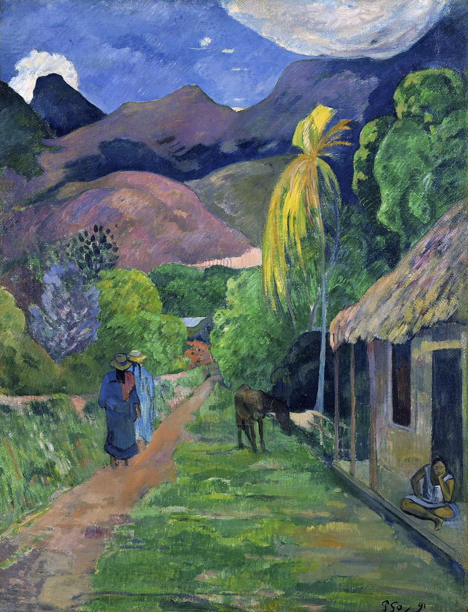 Straße in Tahiti von Paul Gauguin