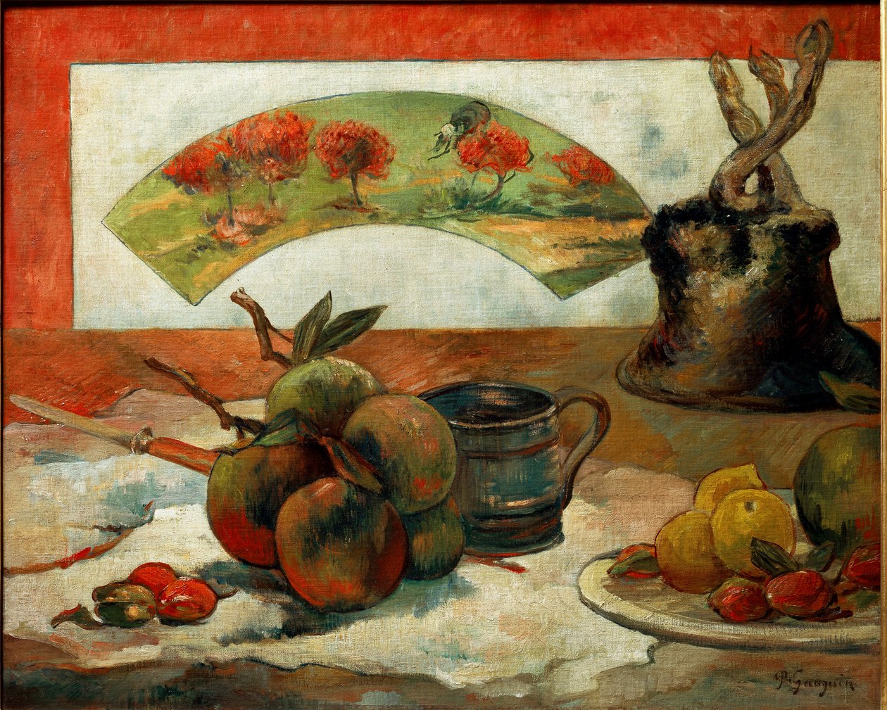 Stillleben mit Fächer von Paul Gauguin