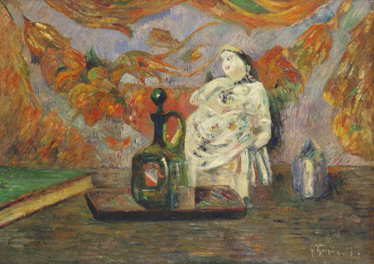 Stillleben mit einer Keramikfigur von Paul Gauguin