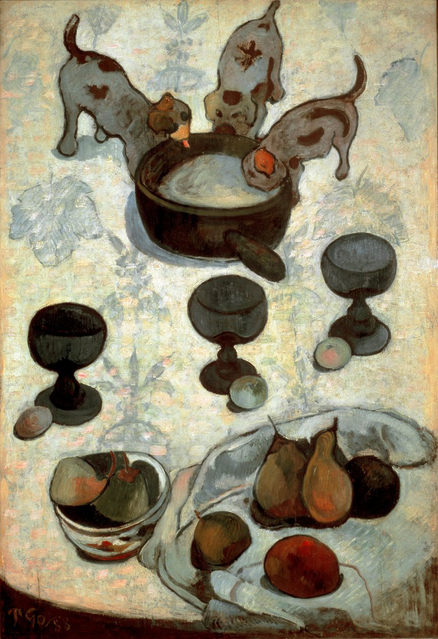 Stillleben mit drei Welpen von Paul Gauguin