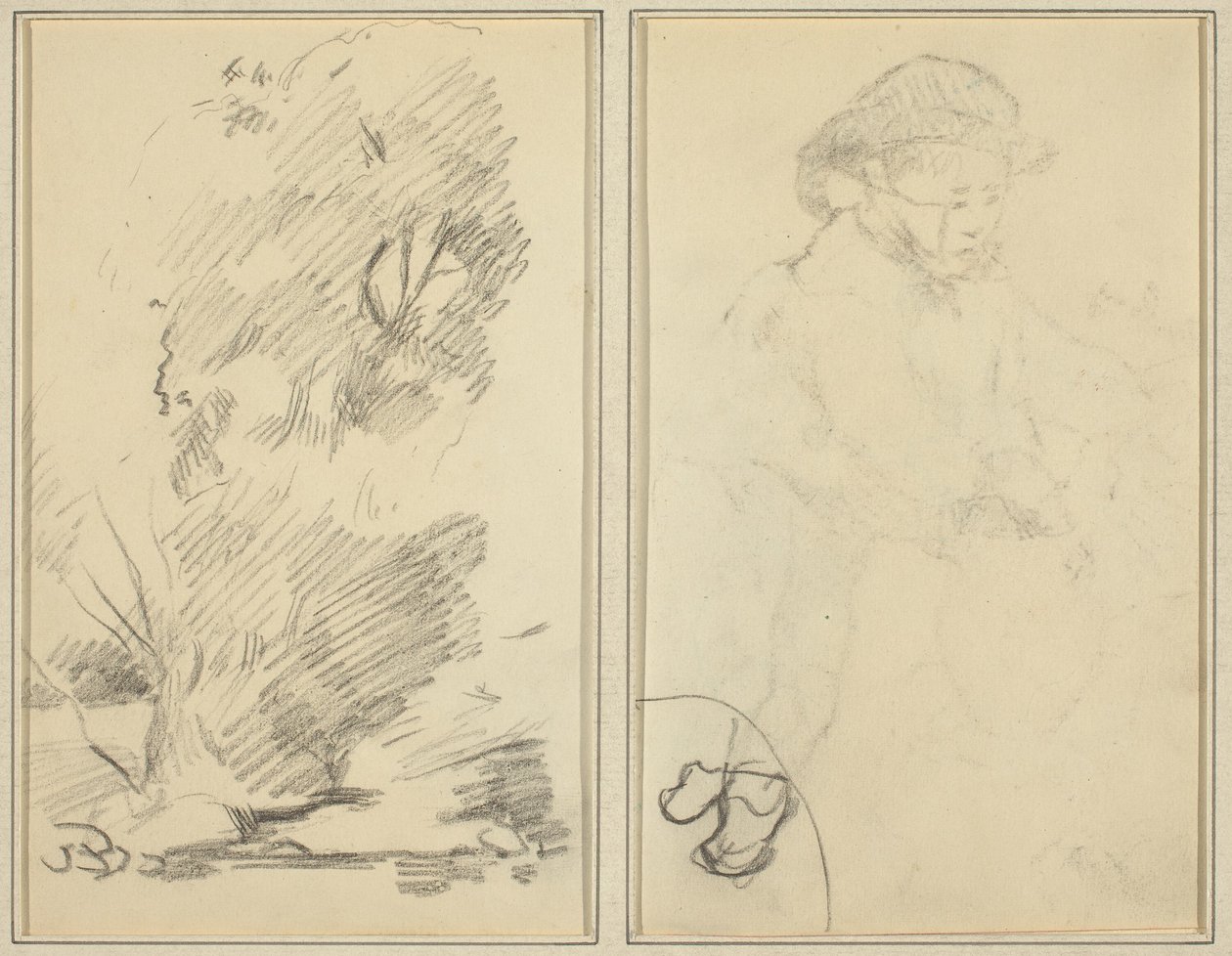 Bäume; Skizze eines bretonischen Jungen [verso] von Paul Gauguin
