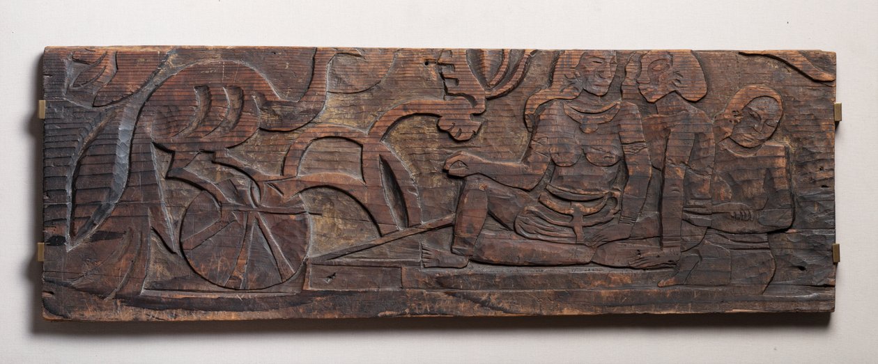 Frauen mit einem Pfau, Relief von Paul Gauguin