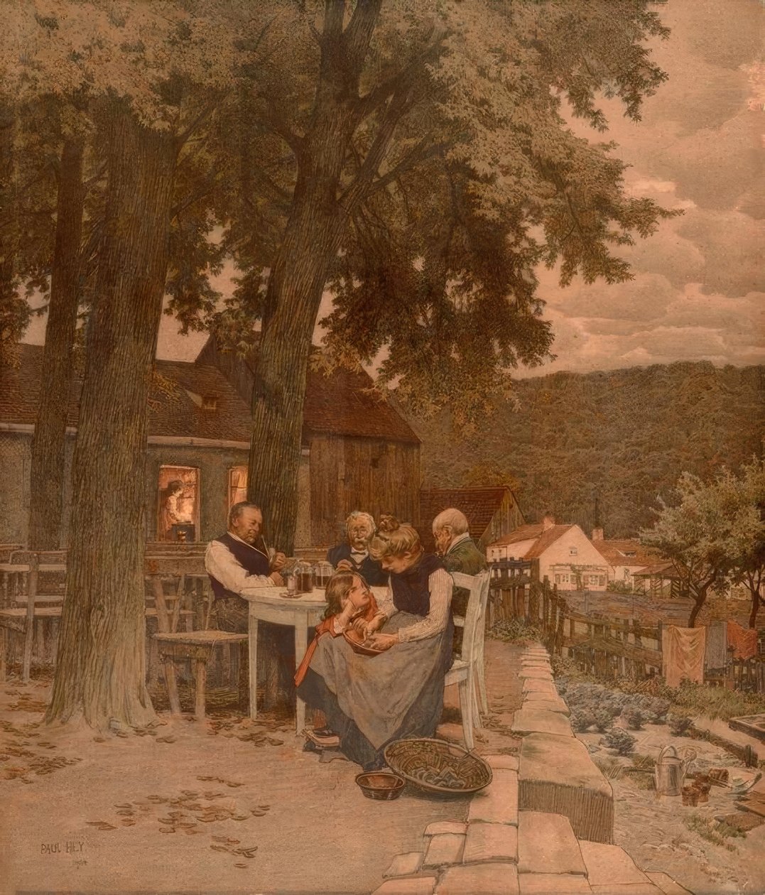 Familie im Garten von Paul Hey