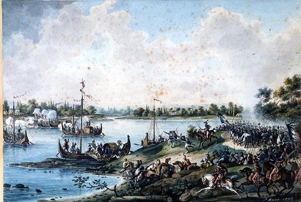 Überquerung des Po bei Piacenza von Paul Huet