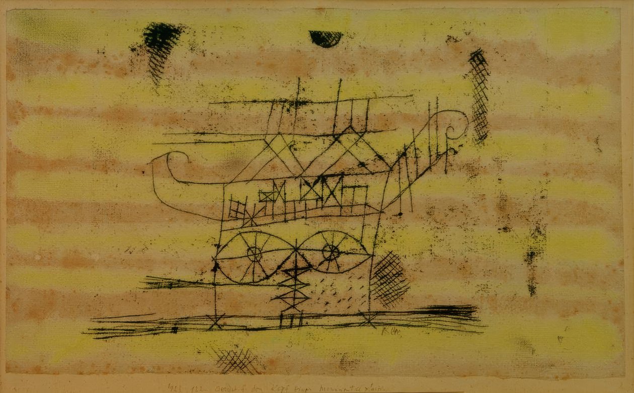 Gerüst für den Kopf einer Monumentalplastik von Paul Klee