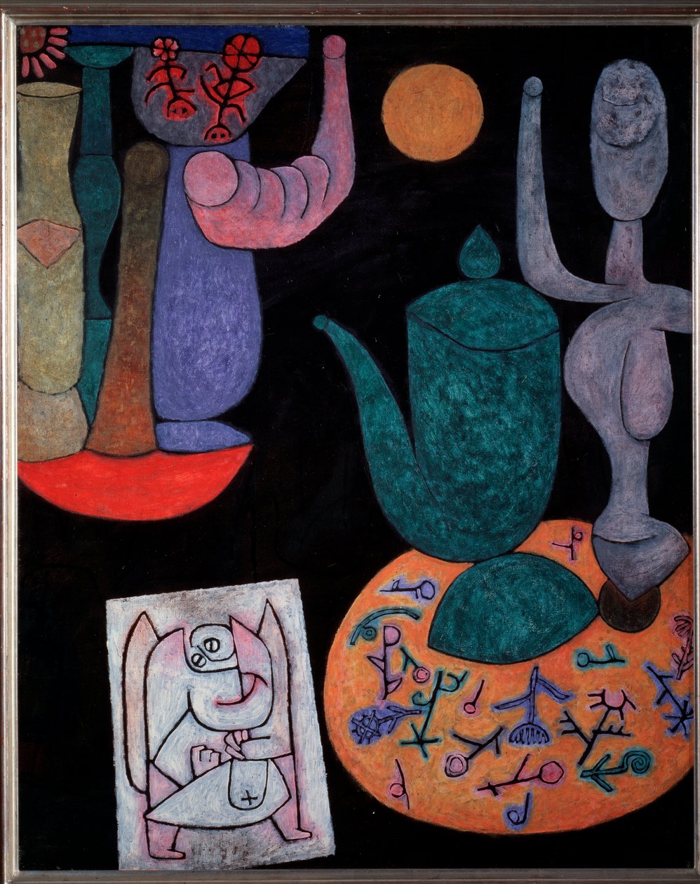 Stillleben auf schwarzem Hintergrund von Paul Klee