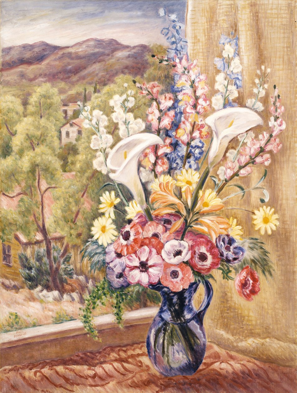 Blumenstrauß im Fenster von Paul Rohland