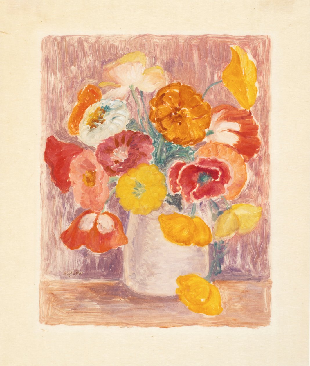 Blumenstück (Zinnien) von Paul Rohland