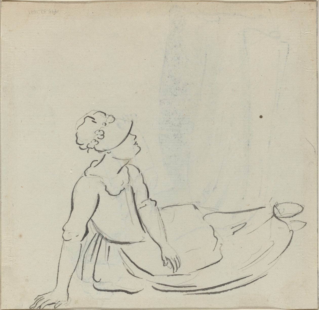 Mädchen mit Haube liegend (verso) von Paul Sandby