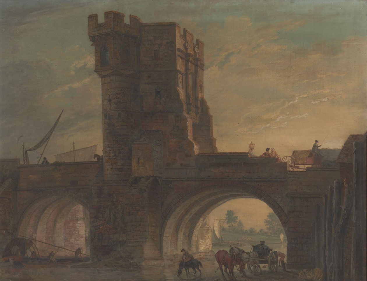 Alte Brücke in Shrewsbury von Paul Sandby