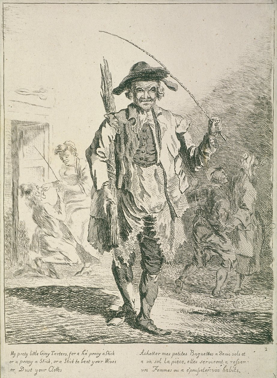 Stockverkäufer, Rufe von London, 1760 von Paul Sandby