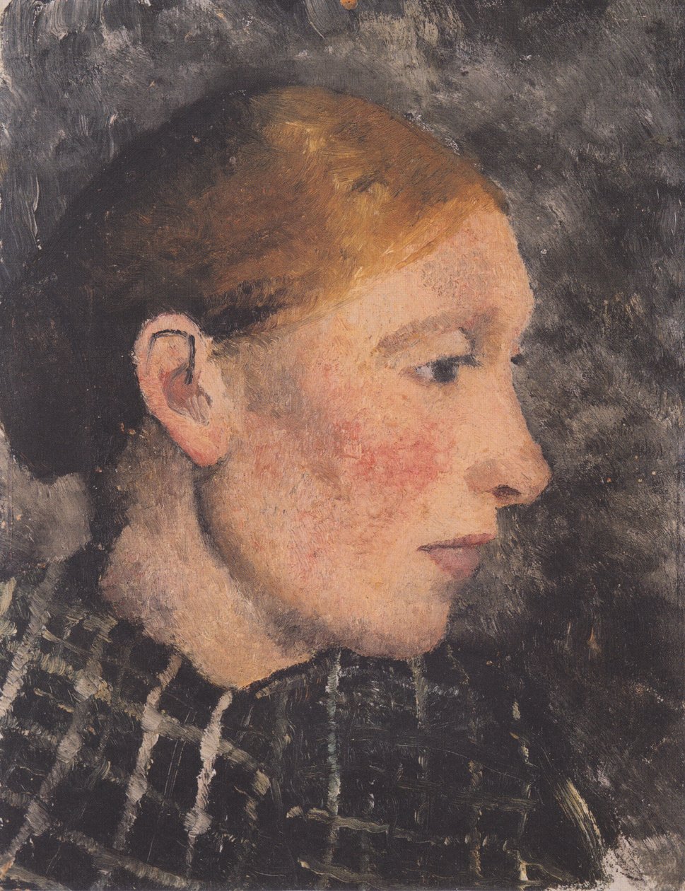 Kopf einer Bäuerin im Profil nach rechts von Paula Modersohn Becker