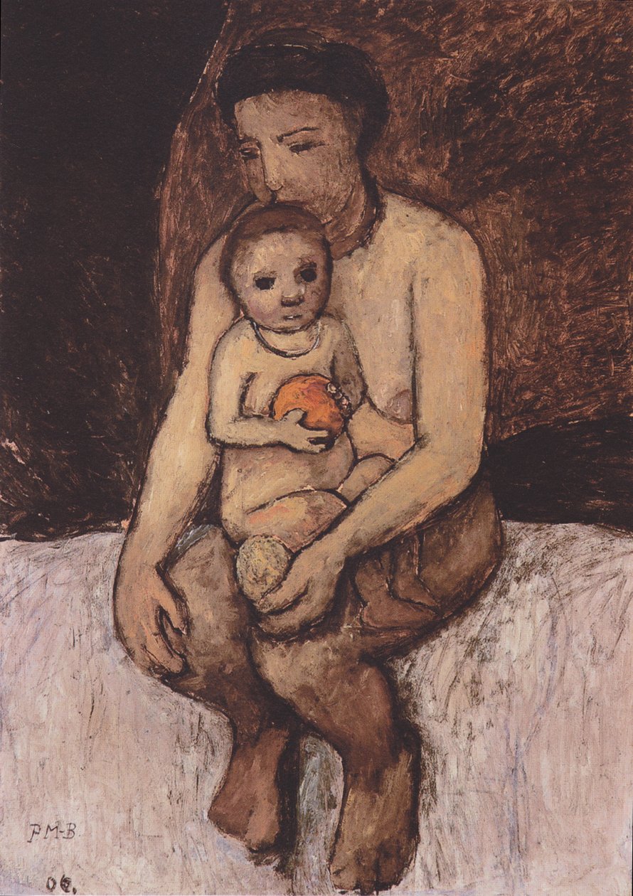 Sitzende Mutter mit Kind auf dem Schoß von Paula Modersohn Becker